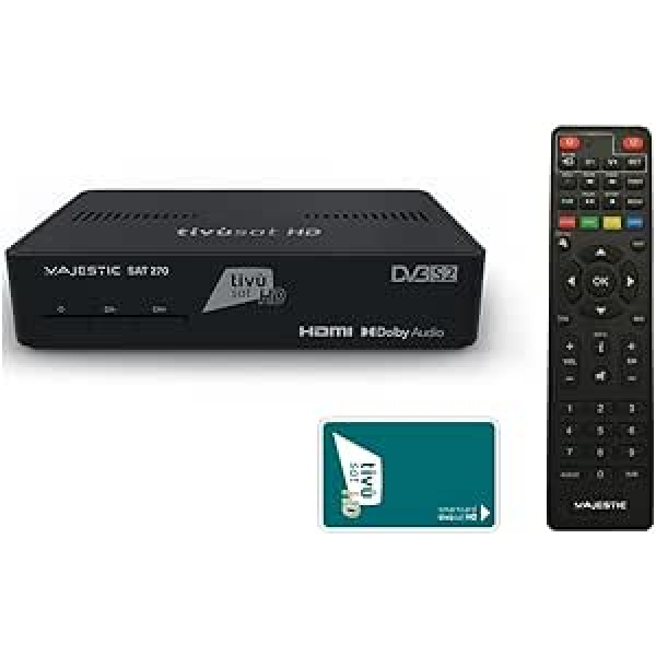 MAJESTIC SAT 270 Tivù SAT dekoderis SAT, HEVC Main 10, programmējama tālvadības pults, HD viedkarte un USB ieeja