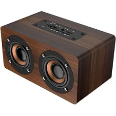 Koka Bluetooth skaļrunis, retro, bezvadu, pārnēsājams, ar FM radio, HiFi, mūzika, pulkstenis, stereo modinātājs, zemfrekvences skaļruņa atbalsts, brīvroku zvani, mājas dekorēšana tikšanās reizē, dārzs