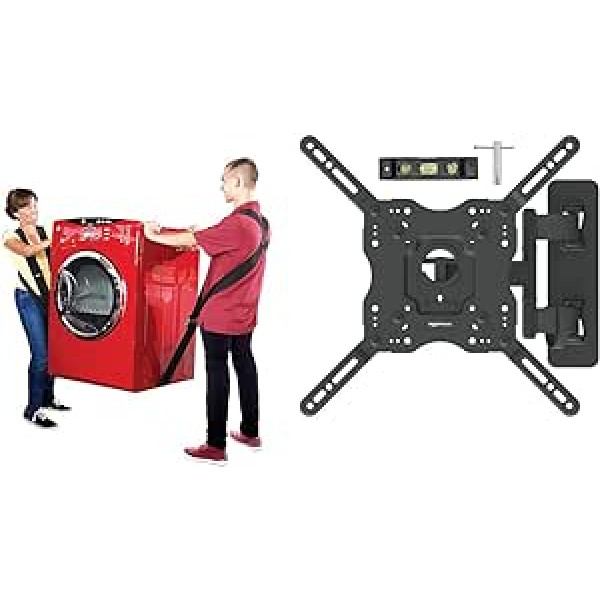 SHOULDER DOLLY 2-Person Carry Strap & Amazon Basics - Movable TV Wall Mount for TVs with a Screen Diagonal of 26-55 Inches/66-140 cm, Black