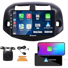 Android 10 automašīnas radio automašīnas navigācija stereo multivides atskaņotājs GPS radio 2.5D skārienekrāns, kas paredzēts Toyota RAV4 2007.–2012. gadam