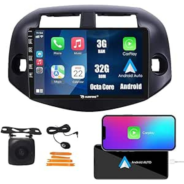 Android 10 automašīnas radio automašīnas navigācija stereo multivides atskaņotājs GPS radio 2.5D skārienekrāns, kas paredzēts Toyota RAV4 2007.–2012. gadam