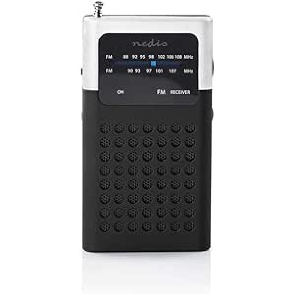 Nedis FM-Radio, 1,5 W, Taschenformat, Weiß/Schwarz