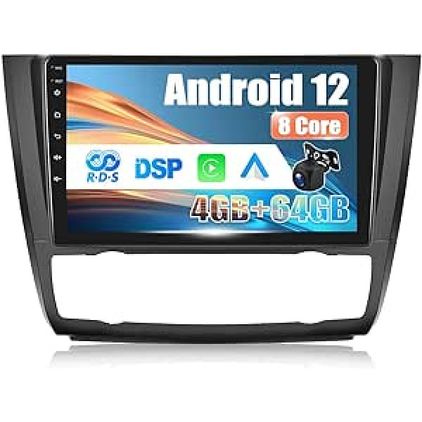 4G + 64G CAMECHO Android 12 automašīnu radio priekš BMW 1. sērijas E81 E82 E87 E88.8 kodola, 9 collu ekrāna dubultā DIN radio ar Carplay Android Car DSP Navi Bluetooh RDS + atpakaļgaitas kamera (automātiskā maiņstrāva)