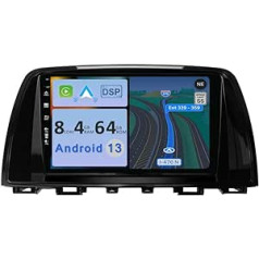 YUNTX [4 GB + 64 GB] Android 13 automašīnas radio ierīcei Mazda Atenza (Mazda 6) (2012-2015) - [Integrēta CarPlay/Android Car/DSP/GPS]-9 collu IPS 2.5D kamera + MIC-DAB/Stūres vadība/ Mirror Link/Bluetooth