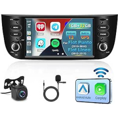 Inefala 1+32B Android Carplay Autoradio für FIAT Punto 2010-2016/Linea 2012-2015, 6,2-Zoll-Touchscreen-Radio ar CarPlay Android Auto, Bluetooth, Mirror Link, WiFi, GPS, RDS FM, AHD Rückfahr kamera