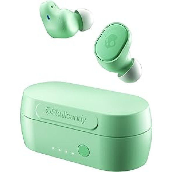 Skullcandy Sesh Evo ieliekamās Bluetooth austiņas ar mikrofonu, True Wireless, sviedru, ūdens un putekļu izturīgas (IP55), kopējais akumulatora darbības laiks līdz 24 stundām — piparmētru zaļa