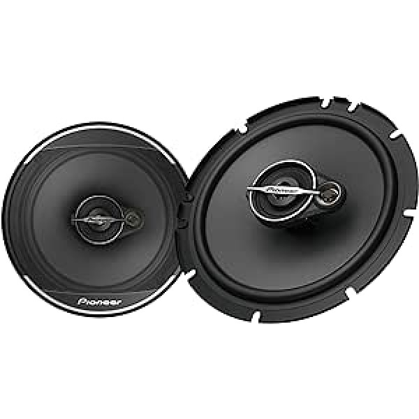 Pioneer TS-A1671F 6,5 collu 3 virzienu koaksiālo skaļruņu komplekts ar 2 skaļruņiem (maksimāli 320 W, katrs 70 W), jaudīga skaņa, augsta efektivitāte, 48 mm uzstādīšanas dziļums, 144 mm uzstādīšanas izgriezums, ar režģi