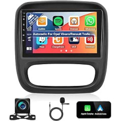 2 + 64G 2 DIN Android 13 automašīnas radio Opel Vivaro B/Renault Trafic/Fiat Talento/Nissan NV300 ar Carplay un Android Car, 9 collu skārienekrāna radio ar Bluetooth WiFi GPS FM/RDS HI-FI SWC + atpakaļgaita