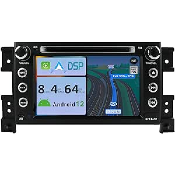 YUNTX [4 GB + 64 GB] Android 12 automašīnas radio, kas paredzēts Suzuki Grand Vitara (2005-2013) [Integrēta CarPlay/Android Car/DSP/GPS] -9 collu IPS CAM + MIC-DAB/Stūres vadība/Spoguļa saite/Bluetooth 5.0/ 360