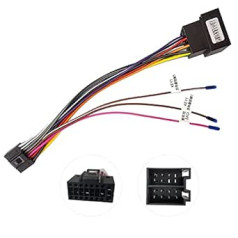 16 Pin Wiring Harness ISO Adapter for Android Car Radio Universal ISO Standard Female Radio Connector with Steering Wheel Control Cables and Reverse Gear