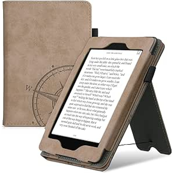 kwmobile Flip Case saderīgs ar Amazon Kindle Paperwhite — vāka rokas siksna — kompass Vintage Brown (modeļiem līdz 2017. gadam)