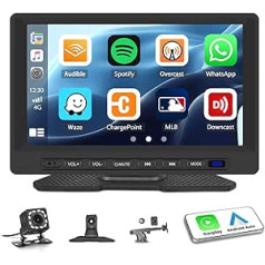 Bezvadu Apple Carplay un Android automašīnas portatīvais automašīnas radio ar ekrānu, 7 collu IPS skārienekrāna automašīnas displejs ar Bluetooth Mirror Link Airplay Siri FM/AUX/USB/SWC portatīvais automašīnas radio 7–32 V