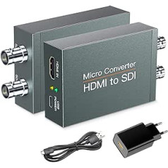 IEKĀRTAS no HDMI uz SDI pārveidotāju, no HDMI uz 3G-SDI/HD-SDI, audio iegulšanas 2 virzienu SDI pārveidotāju Dubultā SDI izvades adaptera atbalsts 1080P kameras mājas kinozālei