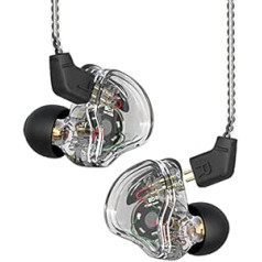 CCZ Melody Headphones Yinyoo Hybrid 1ba 1DD HiFi ausu monitoros, Deep Bass Vieglas ausīs ievietojamas austiņas IEM ar 4N kabeli mūziķim/bundziniekam/basģitāristam/ģitāristam (dzidri melns, bez mikrofona)