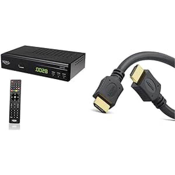 XORO HRS 8660 digitālais satelīta uztvērējs Astra 19.2 kanālu saraksts, iepriekš ieprogrammēts un Conecto HDMI kabelis ar lielu ātrumu ar Ethernet zeltītiem savienotājiem 4K Ultra HD Full HD 1080p 3D 1,5 m