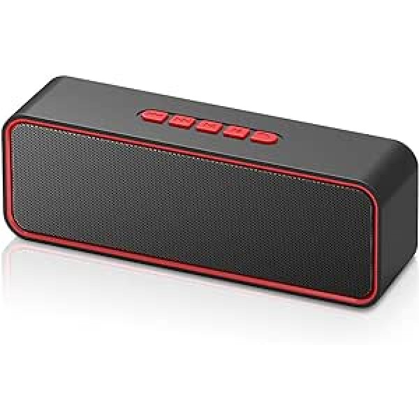 SONKIR bezvadu Bluetooth skaļrunis, pārnēsājams Bluetooth 5.0 skaļrunis ar divu draivera basu, 3D stereo, FM radio, brīvroku funkcija, iebūvēts 1500 mAh akumulators, 12 stundu atskaņošanas laiks (sarkans)