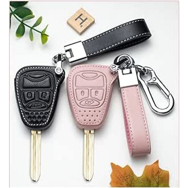 ontto PU ādas automašīnas atslēgas futrālis der Chrysler Pacifica Aspen Dodge Jeep Wrangler Jk Commander Cherokee tālvadības pults vāciņš Key Fob aizsargvāciņš atslēgu kastītei Black G