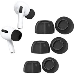 Atmiņas putas priekš Airpods Pro ar trokšņu samazināšanas atveri, izturīgas, 3 pāri mīksto austiņu uzgaļu AirPods Pro, piemērotas uzlādei (S/M/L, melna)