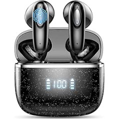 Bluetooth austiņas ieliekamas austiņas Bezvadu Bluetooth 5.3 ar 14,2 mm draivera stereo, 4 ENC mikrofona bezvadu austiņas, 40 stundu USB-C uzlādes kaste, IP7 ūdensizturīgs, LED displejs, skārienvadības austiņas