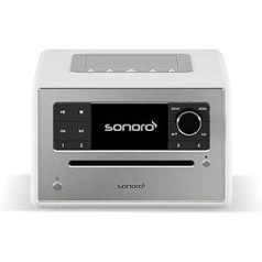 sonoro Elite Internet Radio with CD Player & Bluetooth (FM/FM, DAB Plus, Wi-Fi, Alarm Clock, Podcasts, Spotify, Amazon Music, Deezer) White