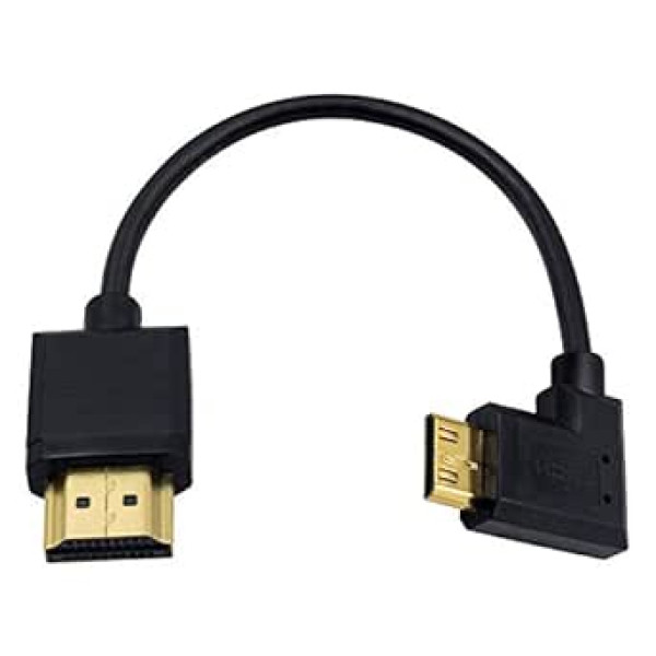 Duttek Mini HDMI uz standarta HDMI kabelis, HDMI uz Mini HDMI kabelis, īpaši plāns kreisais leņķis 90 grādu Mini HDMI vīrs un HDMI vīrs, atbalsta 4K Ultra HD, 1080p, 3D (HDMI 2.0) (15 cm)