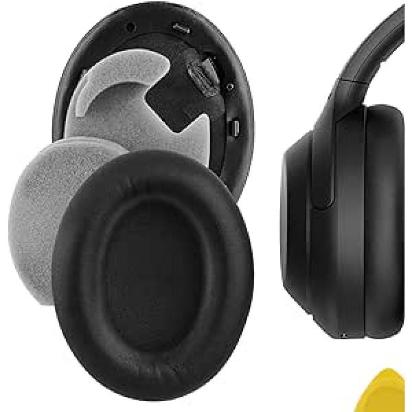 Geekria QuickFit Protein Leather rezerves ausu spilventiņi Sony WH-1000XM4 bezvadu austiņām, ausu spilventiņi, austiņu ausu spilventiņi, ausu uzgaļu remonta daļas (melnas)