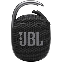 JBL Clip 4: pārnēsājams skaļrunis ar Bluetooth, iebūvēts akumulators, ūdensnecaurlaidīgs un putekļu necaurlaidīgs — melns (JBLCLIP4BLKAM)