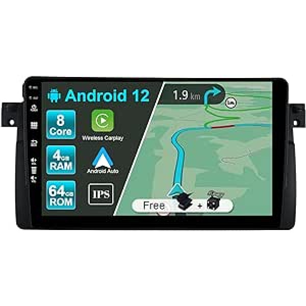 JOYX Android 12 IPS auto radio piemērots BMW E46 / M3 / 3 Series (1998-2005) - 4G + 64G - iebūvēts DSP / Carplay / Android Car - kamera + mikrofons - 9 collu 2 DIN - stūres vadība WiFi DAB 360