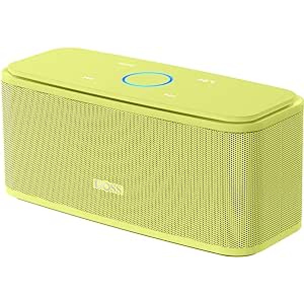 DOSS Bluetooth skaļrunis, SoundBox Music Box Bluetooth Box ar Dual Bass draiveriem, 20h akumulators, Touch Control, IPX5 ūdensizturīgs, Bloototh skaļrunis mobilajam telefonam, mājām, dārzam, ceļojumiem - dzeltens