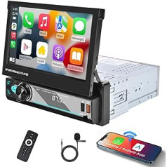 Hodozzy Wireless Carplay Android Auto Autoradio 1 Din un 7 Zoll Touchscreen Autoradio Bluetooth Freisprecheinrichtung, Touchcreen un Mirror Link/FM/3 USB/AUX/SD/Mikrofon