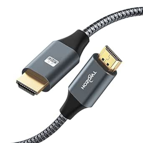 Twozoh 4K HDMI kabelis 7,5 m, liela ātruma 18 Gb/s HDMI–HDMI kabelis, pīts 2.0 HDMI kabelis, kas saderīgs ar PS5, PS3, PS4, datoru, projektoru, HDTV, Xbox