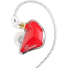 BASN Bmaster in-Ear Monitor Musician Headphones 3 Driver Dynamic austiņas, skaņas izolācija ar diviem noņemamiem audio un mikrofona kabeļiem (sarkans)