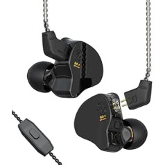 CCZ Melody Headphones Yinyoo Hybrid 1ba 1DD HiFi ausu monitoros, Deep Bass Vieglas ausīs ievietojamas austiņas IEM ar 4N kabeli mūziķim/ bundziniekam/basģitāristam/ģitāristam (melns, ar mikrofonu)