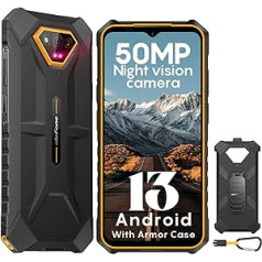 Ulefone Armor X13 Outdoor viedtālrunis 50MP + 24MP Night Vision 12GB + 64GB/256GB SD, Octa Core 6320mAh 6,52 collas Android 13 IP68 Mobilais tālrunis bez līguma 4G Dual SIM pirkstu nospiedumu ID NFC GPS 2 gadi