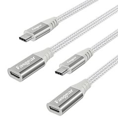 Fasgear USB C pagarinātāja kabelis: C tipa no vīrieša uz mātīti, savietojams ar Magsafe lādētāju, bezvadu uzlādi, visām C 2.0 tipa ierīcēm (3 pēdas 2 balts)