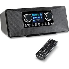 Interneta radio MEDION P85333 ar DAB+ (WLAN, FM, Spotify Connect, Amazon Music, DLNA, USB, austiņu ligzda, AUX, stereo līnijas izvades zvans, miega taimeris) Melns