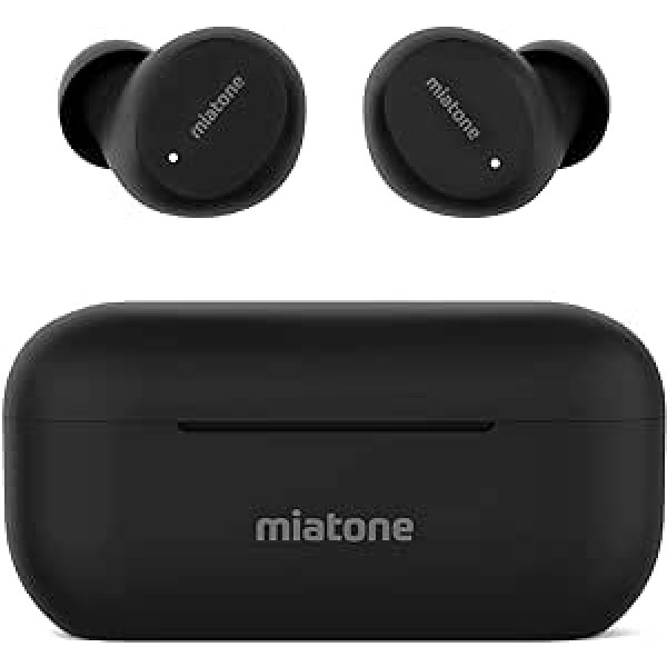 Bezvadu austiņas, kas pārklātas ar gumijas eļļu, MIATONE 40H Playtime bezvadu austiņas Bluetooth 5.1 ar mikrofonu, IPX6 ūdensizturīgs, USB C, 94dB dzirdes aizsardzība, matēts melns mini izmērs