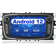 AWESAFE Android automašīnas radio priekš Ford Focus Mondeo S-Max C-Max Galaxy, Android 12 radio ar satelīta navigācijas sistēmu Carplay Android automašīna atbalsta stūres darbību Bluetooth Mirrorlink FM RDS — melns