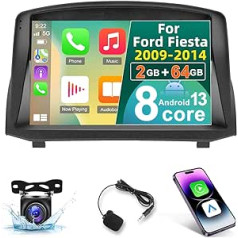 2+64 G Android 13 automašīnas radio, kas paredzēts Ford Fiesta 2009.–2017. gadam — 9 collu skārienekrāna automašīnas radio ar Carplay un Android automašīnu — DSP WiFi GPS FM izlijis ekrāns + AHD rezerves kamera un mikrofons
