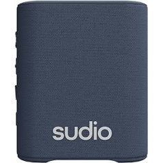 Sudio S2 Blue Bluetooth skaļrunis ar skaļu skaņu un dziļu basu ilgu atskaņošanas laiku IPx5 ūdensizturīgs Bluetooth 5.3 TWS savienošanai pārī pārnēsājams bezvadu kompakts skaļrunis lietošanai mājās, ārā