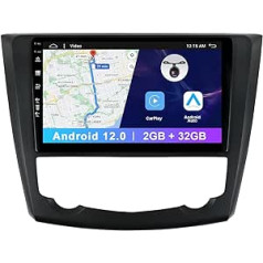 9 collu Double Din Android 12 automašīnas radio priekš Renault Kadjar 2015-2019, atbalsta bezmaksas atpakaļskata kameru Bluetooth WiFi USB GPS Carplay Android automašīnas stūres vadība, DAB