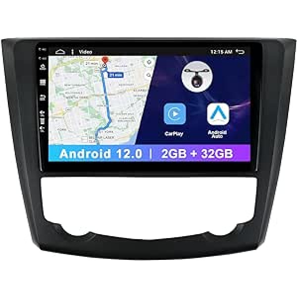 9 collu Double Din Android 12 automašīnas radio priekš Renault Kadjar 2015-2019, atbalsta bezmaksas atpakaļskata kameru Bluetooth WiFi USB GPS Carplay Android automašīnas stūres vadība, DAB