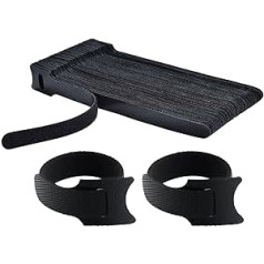50 Pack Cable Ties Reusable Cable Straps Adjustable Cable Ties Wire Wrap Velcro Fastening Straps Black for PC Computer Management