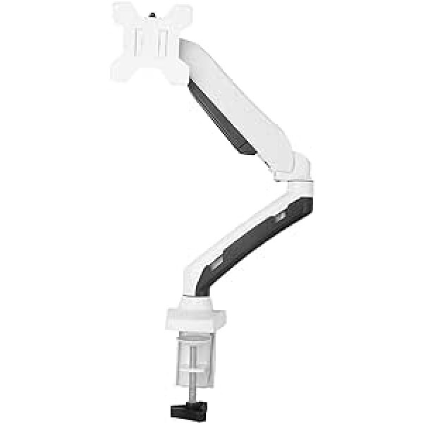 GSA21DS Gas Spring Desk Mount LCD Monitor Arm Stand in White w/VESA Bracket & Monitor Arm: Free Up/Down & Left/Right Motion