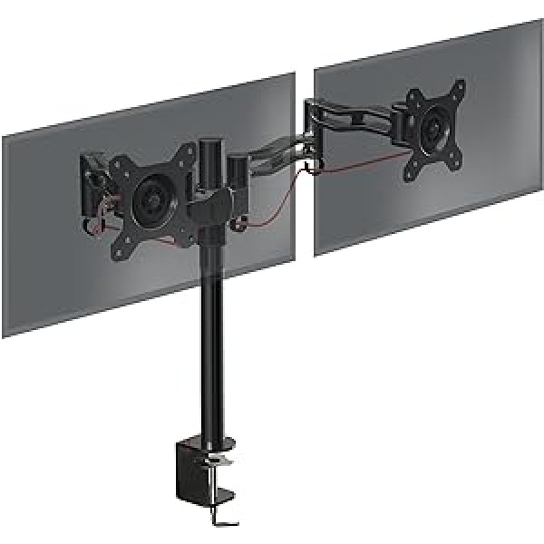 Duronic DM352 BK Arm für 2 Computermonitore | Ergonomische Halterung für 2 PC-Monitore | VESA 75 100 | Höhenverstellbar | Drehbar neigbar | Universelle Compatibilität