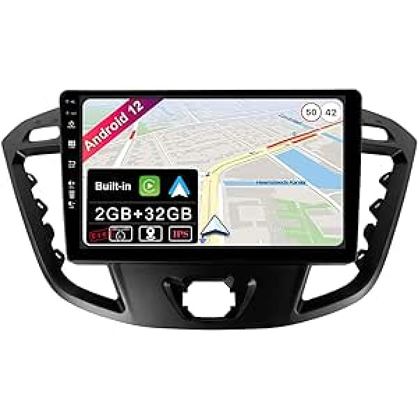 JOYX Android 12 IPS automašīnas radio piemērots Ford Tourneo / Ford Transit Custom (2013-2021) - Iebūvēta CarPlay Android automašīna - Bezmaksas kamera - 2G + 32G - 9 collu 2 DIN - DAB stūres vadība 4G Fast Boot