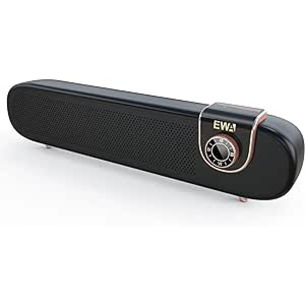 EWA L102 Retro Bluetooth Speaker with Loud and Balanced Deep Sound, Portable Wireless Speaker Soundbar, 12 Hours Playtime, Bluetooth 5.0, Support Aux-in, for Party (Black)