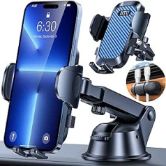 HTU Mobile Phone Holder for Car [Upgraded Super Suction & Stable] Hands-Free Car Phone Holder Dashboard Windscreen Air Vent Car Mount for iPhone 14 13 12 Pro Max Samsung, Blue