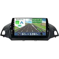 YUNTX [6 GB + 128 GB] Android 12 2 DIN automašīnas radio, kas paredzēts Ford Kuga Escape C-max (2013-2017) [iebūvēts CarPlay/Android Car/DSP] - bezmaksas kameras un mikrofona atbalsts DAB/Stūres vadība/MirrorLink/WLAN /USB/4G