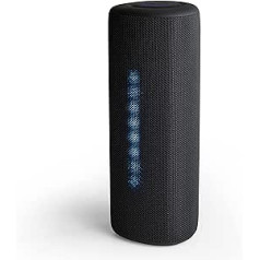 Boompods Rhythm 24 bezvadu portatīvais Bluetooth skaļrunis — 24 W ballīšu mūzikas kaste ar 10 LED gaismas režīmiem, IPX5 ūdensizturīgs, iekštelpu/āra skaļruņu kārba, mazs, dārzam/vannai/ceļošanai, melns